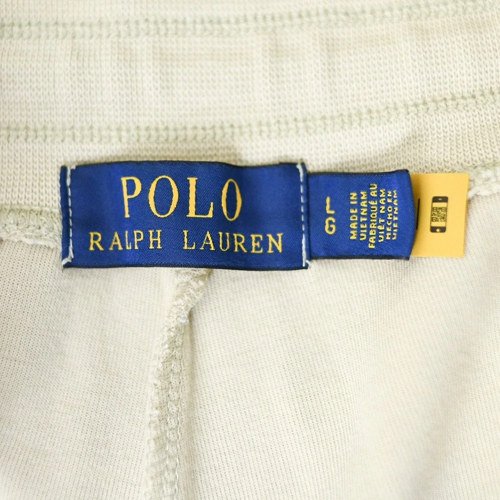 Polo Ralph Lauren Joggers Mens L Beige Cotton Pony Drawstring Casual Sweatpants